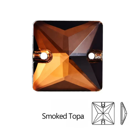 Стразы пришивные, Square, Smoked Topaz, 220, 14mm, (112 ea/pkg), 5A+, (F2)