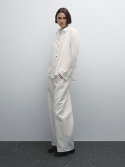 Massimo Dutti Рубашка из струящегося 100% льна, белый