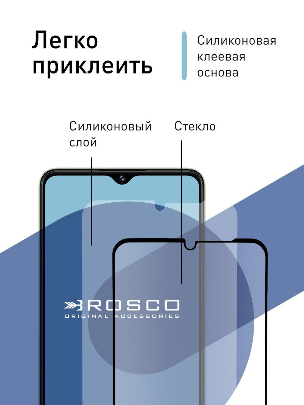 Защитное стекло ROSCO для Vivo Y27 4G (арт.VV-Y27-FSP-GLASS-BLACK )