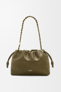 Loewe Сумка Flamenco среднего размера из мягкой кожи ягненка наппа, темный хаки