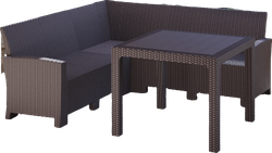 Комплект мебели с угловым диваном под ротанг Калифорния “California“ 188х188 см 5 места без подушек со столом 95х95 см