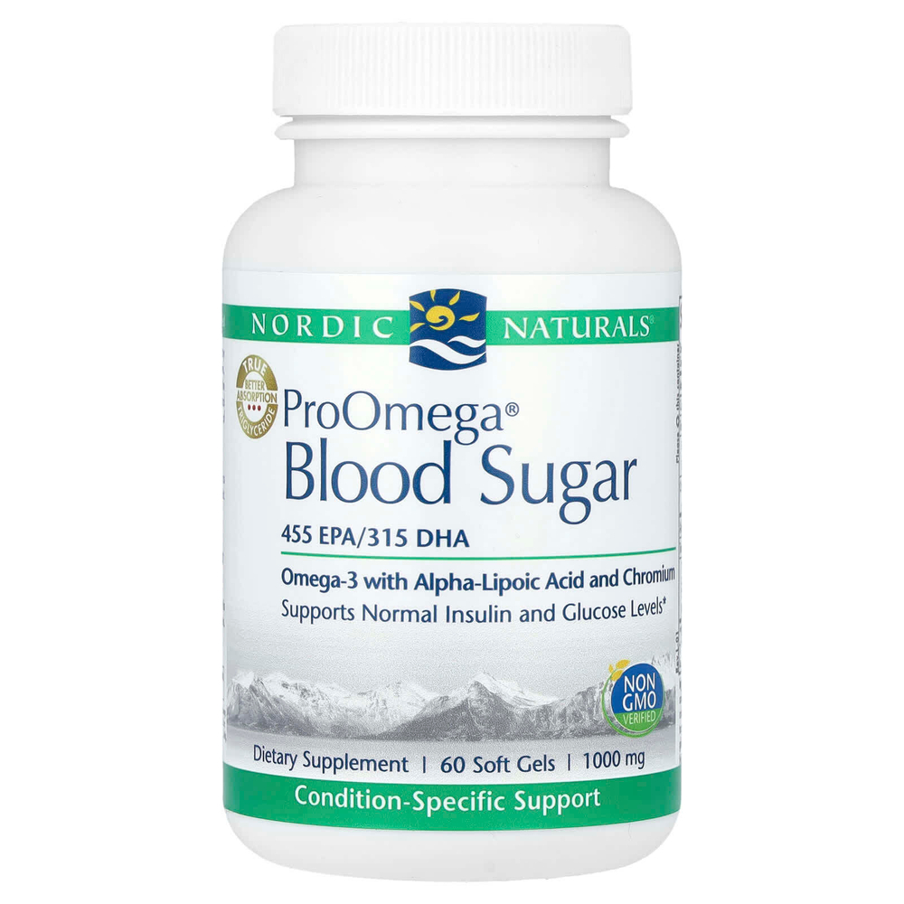 Nordic Naturals, сахар в крови ProOmega®, 60 капсул