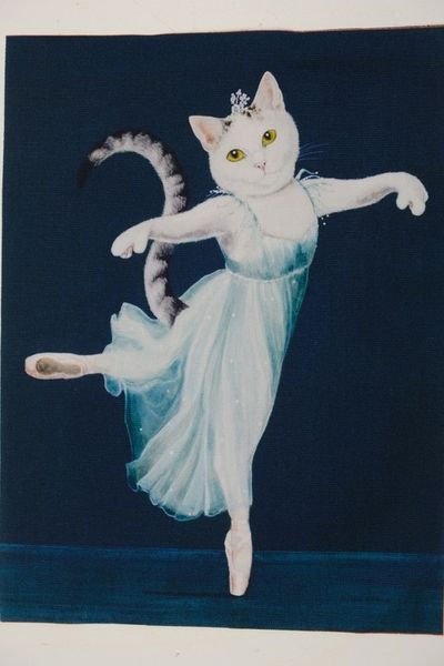 КОШКА - БАЛЕРИНА Панно, холст 20 / 15 см 1