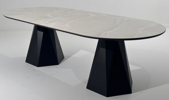 Стол ОРФЕЙ 240 нераскладной цвет ОНИКС (ONYX SABLE PULIDO), керамика / Черный каркас