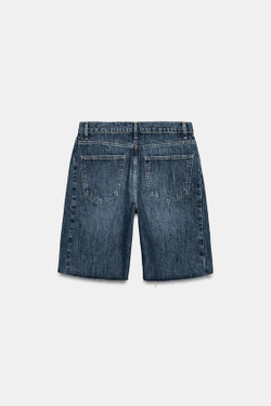 ZARA ДЖИНСОВЫЕ ШОРТЫ RELAXED СО СРЕДНЕЙ ПОСАДКОЙ — ZW COLLECTION, ВЫЦВЕТШИЙ СИНИЙ