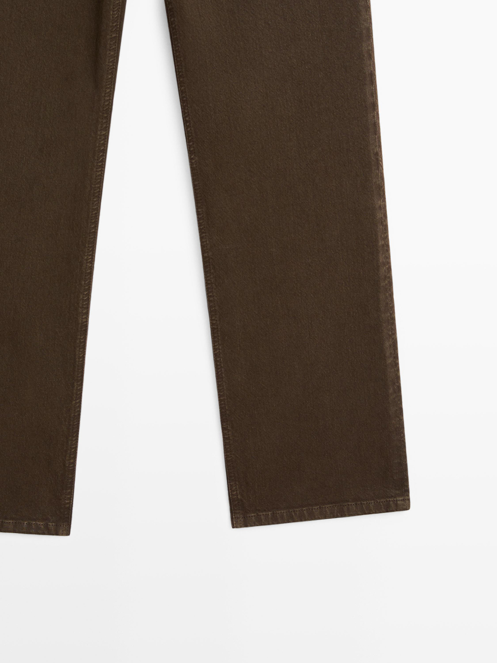 Massimo Dutti Брюки прямого кроя со средней посадкой и эффектом денима, шоколадный