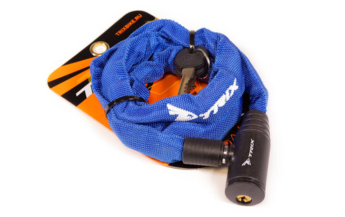 Замок велосипедный TRIX цепь, с ключами, 3,5×1200мм, в тканевой оплетке, голубой