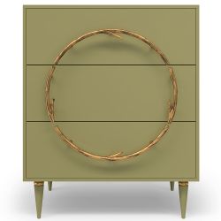 Комод Арт Колор matte Классик Голд с 3 ящиками Зеленая олива матовая