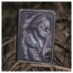 Кожаная обложка на паспорт «Волк»