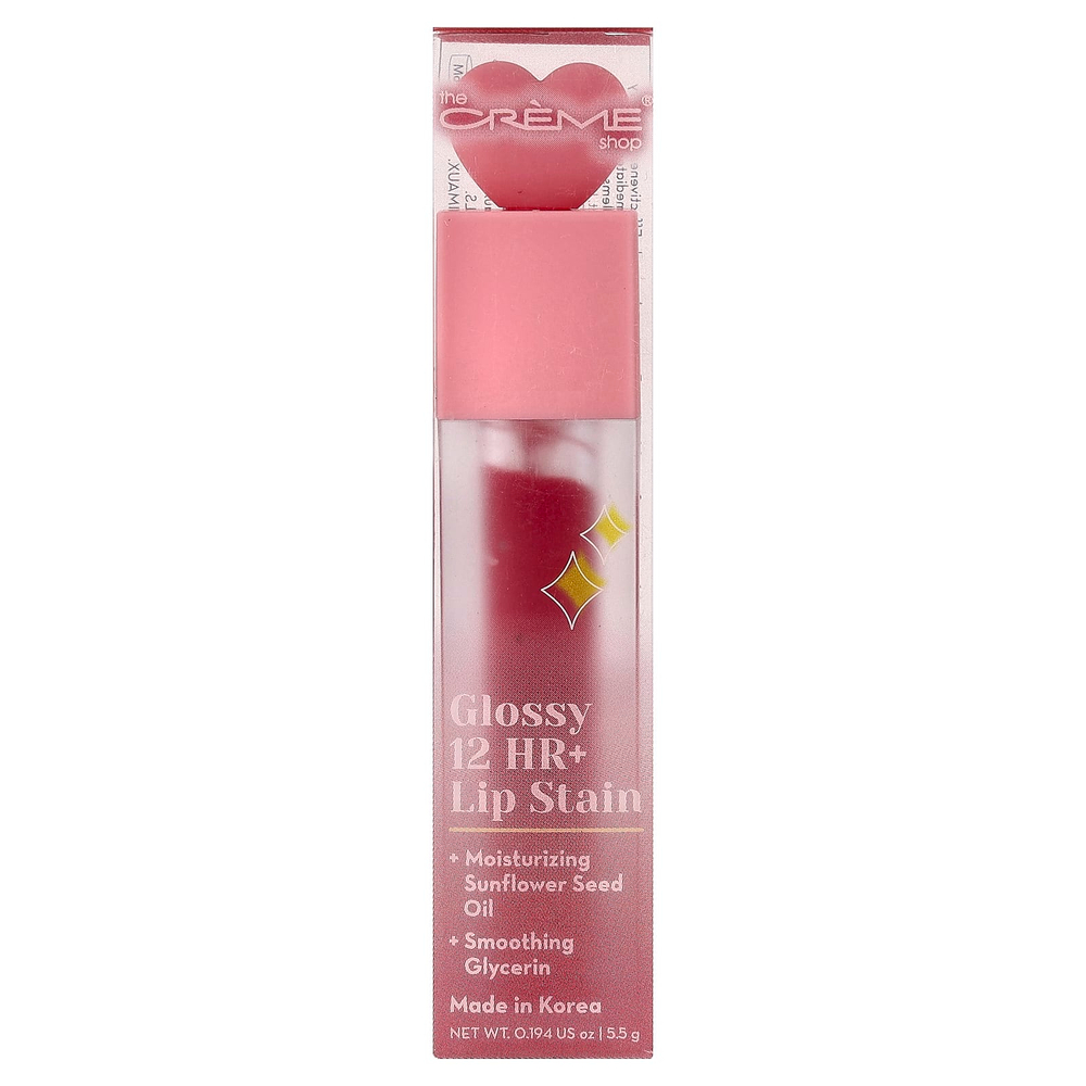The Creme Shop, Glossy 12 HR + оттенок для губ, вина и еды, 5,5 г (0,194 унции)