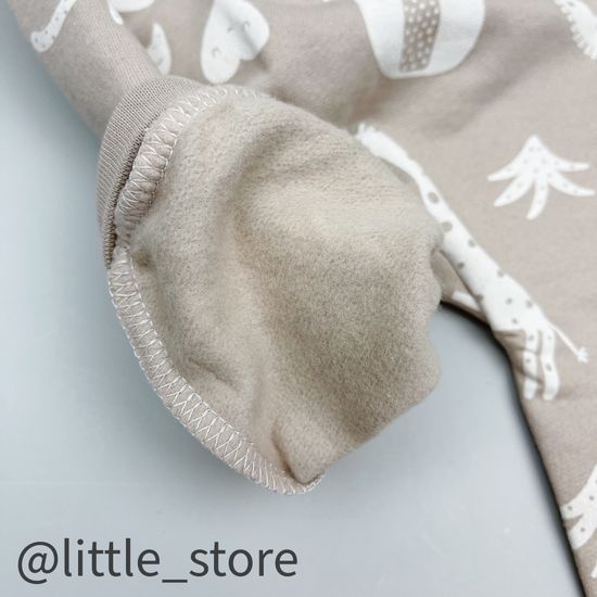 Штанишки "Любимые зверята" из футера с начесом, бежевые