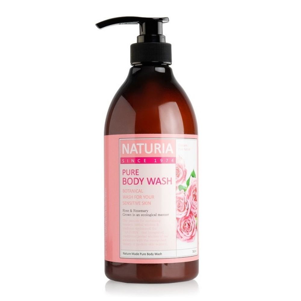 Evas Naturia Pure Body Wash Rose &amp; Rosemary гель для душа с нежным ароматом розовой воды, смешанной с лепестками жасмина и розмарином