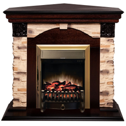 Электрокамин RealFlame Dublin Corner Rock AO античный дуб с очагом Fobos Lux Brass