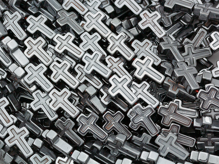 Нить гематитовых бусин, "Крестики" 14,5х10мм