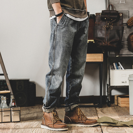 Мужские джинсы в американском стиле, свободные прямые модные брендовые брюки больших размеров, мужские весенне-осенние широкие брюки для мужчин