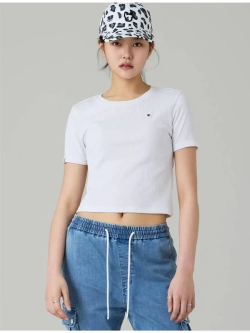 Футболка укороченная в рубчик