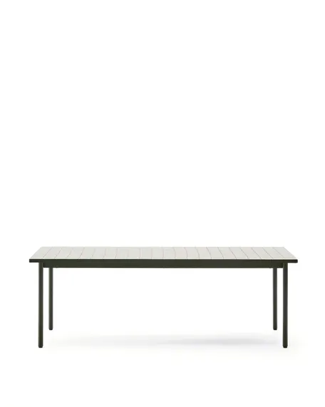 Уличный стол Maurina из стали зелёного цвета с керамической плиткой цвета экрю 223 x 101 см