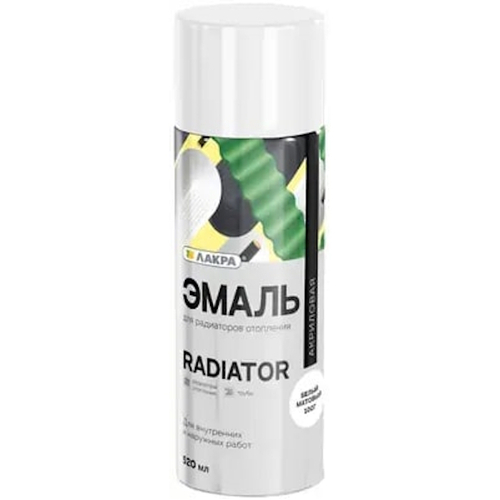 Эмаль аэроз. Лакра Color Д/РАДИАТОРОВ белая матовая  520мл (200г)/ 1007