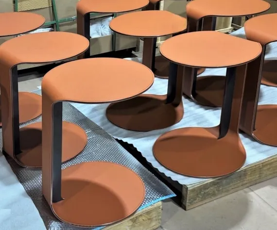 Журнальный столик 4500, металл, коричневая экокожа