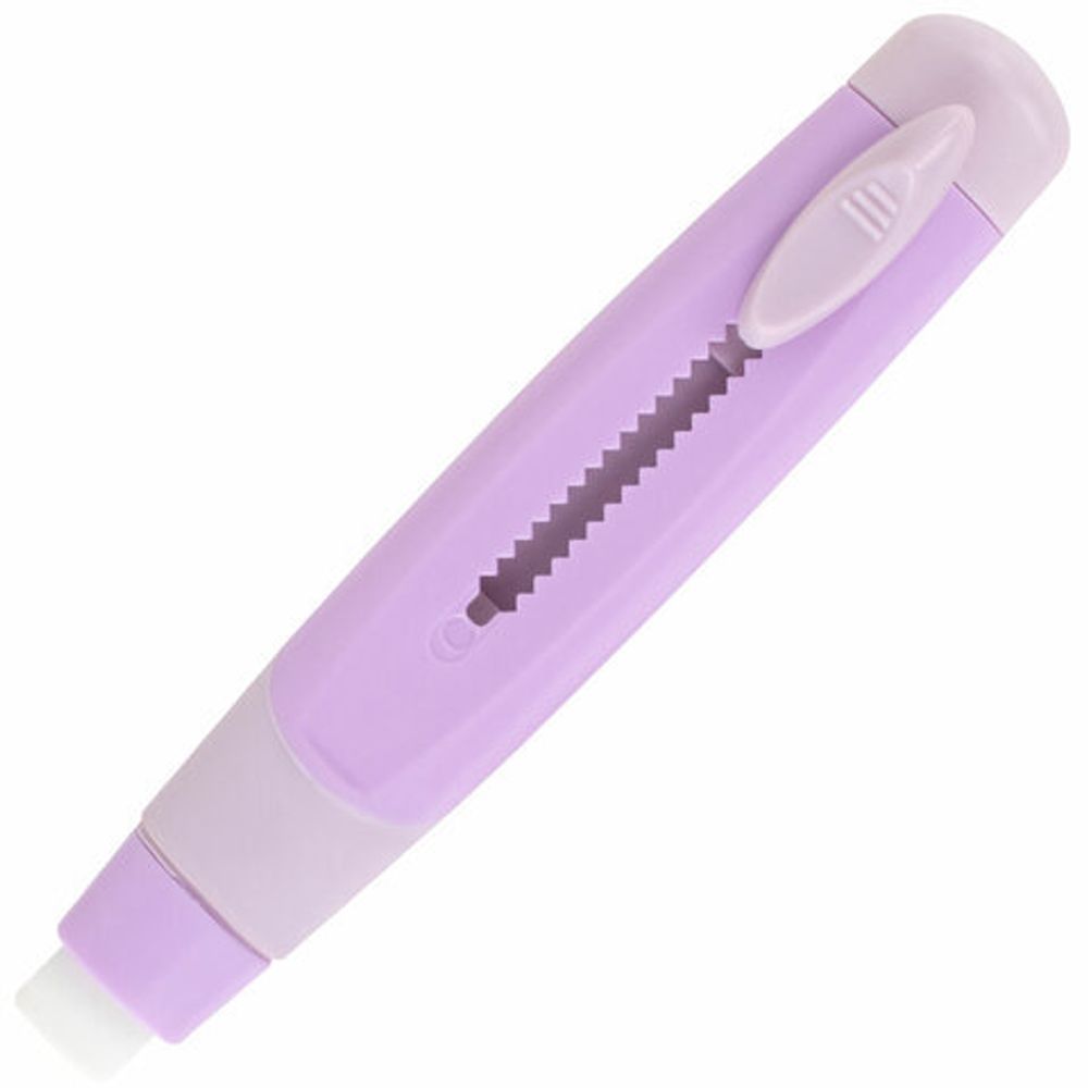 Ластик выдвижной BRAUBERG "REWIND" + 2 сменных ластика, 112х21х24 мм, белый, лавандовый корпус, блистер, 272690