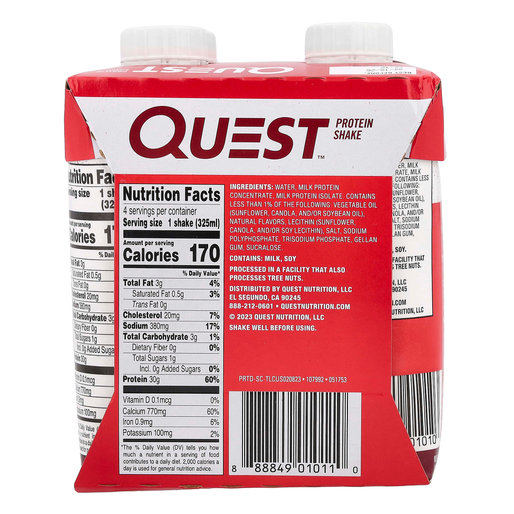 Quest Nutrition, Protein Shake, соленая карамель, 4 коктейля, 325 мл (11 жидк. унц.)