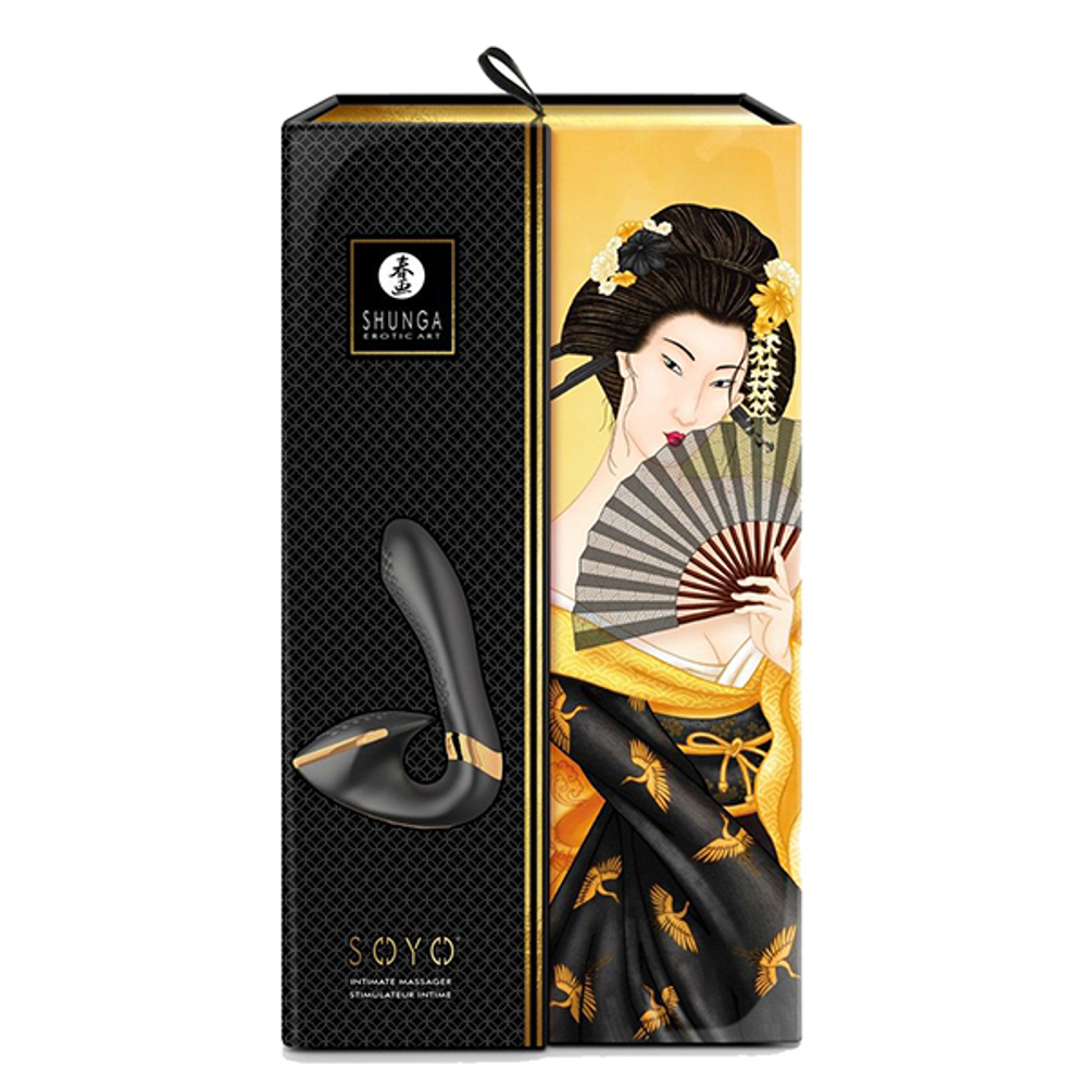Черный вибростимулятор 17см Shunga SOYO SH-SOYO-404