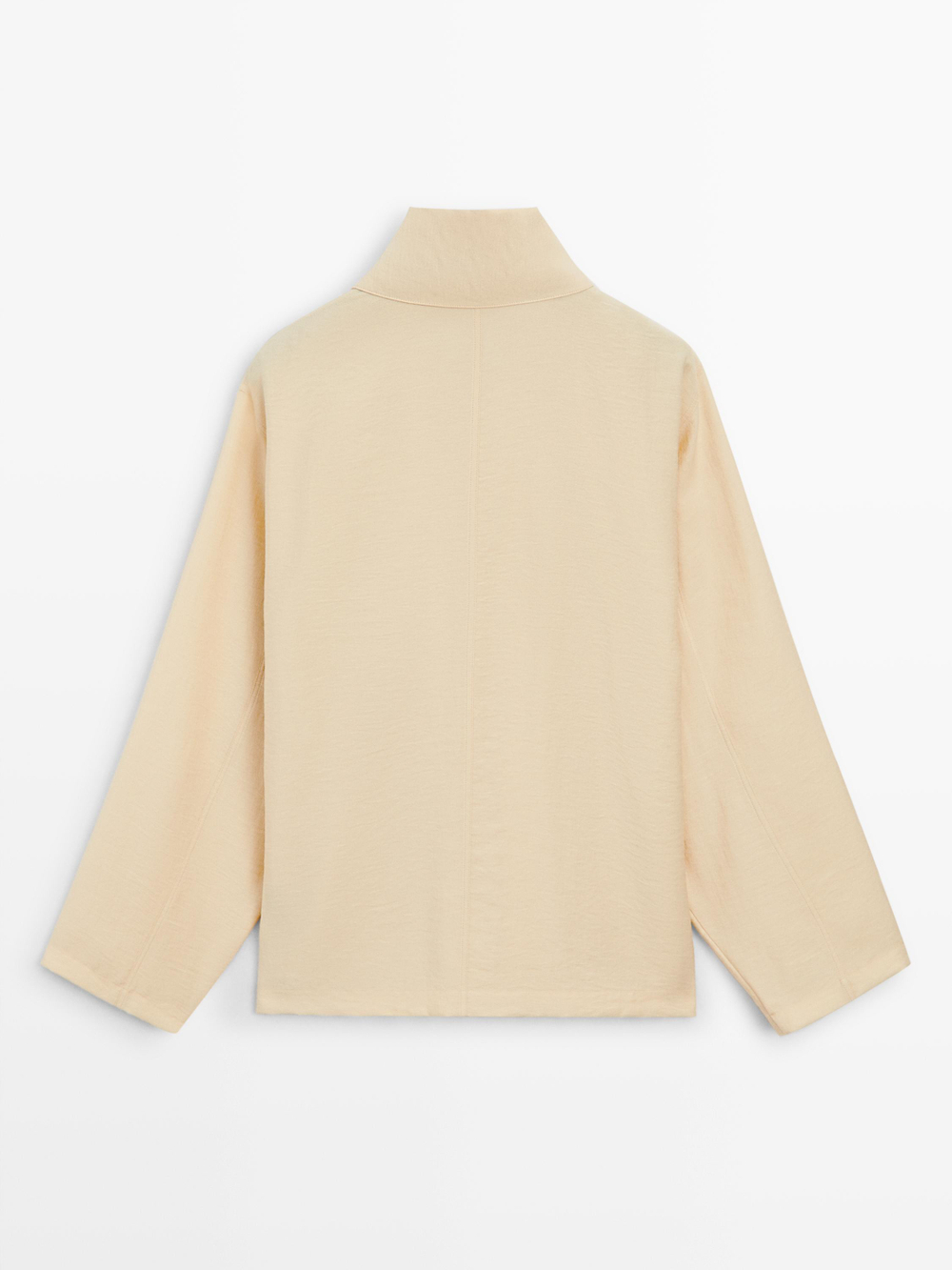 Massimo Dutti Рубашка с диагональной планкой на пуговицах, натуральный/кремовый