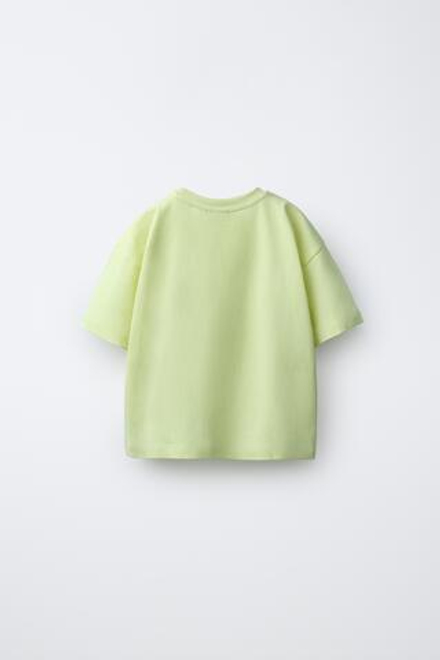 ZARA НАБОР ИЗ ТРЕХ ФУТБОЛОК В ПОЛОСКУ И ОДНОТОННЫХ, ЛАЙМОВЫЙ
