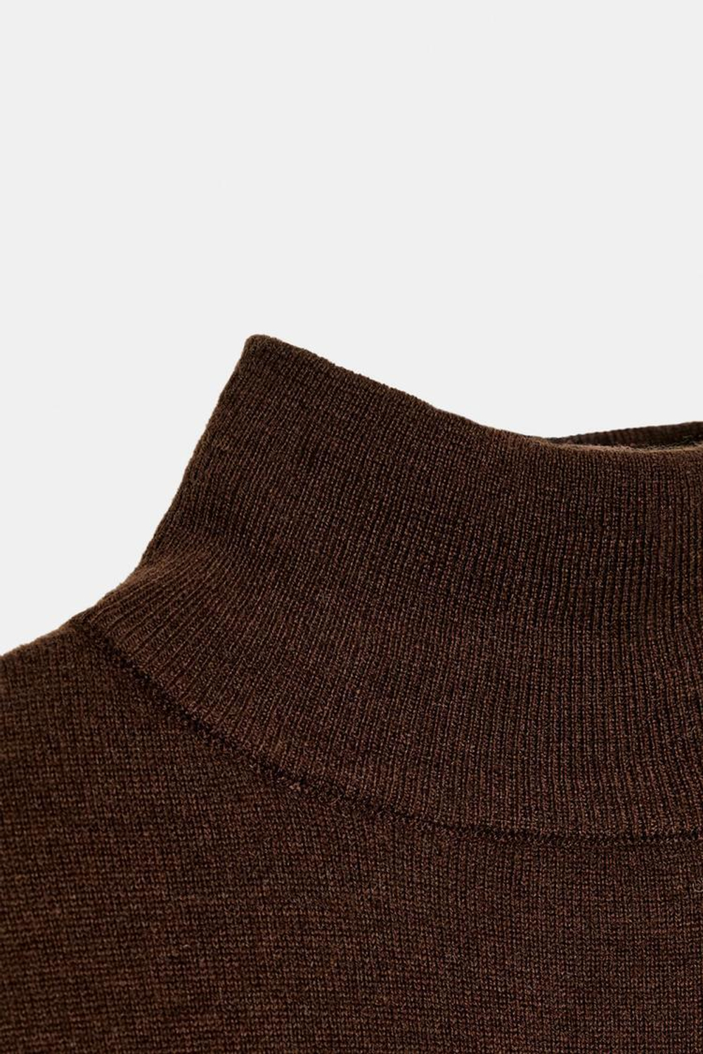 ZARA СВИТЕР ИЗ 100% ЭКСТРАМЯГКОЙ ШЕРСТИ, КОРИЧНЕВЫЙ