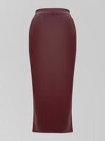 Юбка 358-6 кожаная удлиненная прямого кроя с разрезом спереди