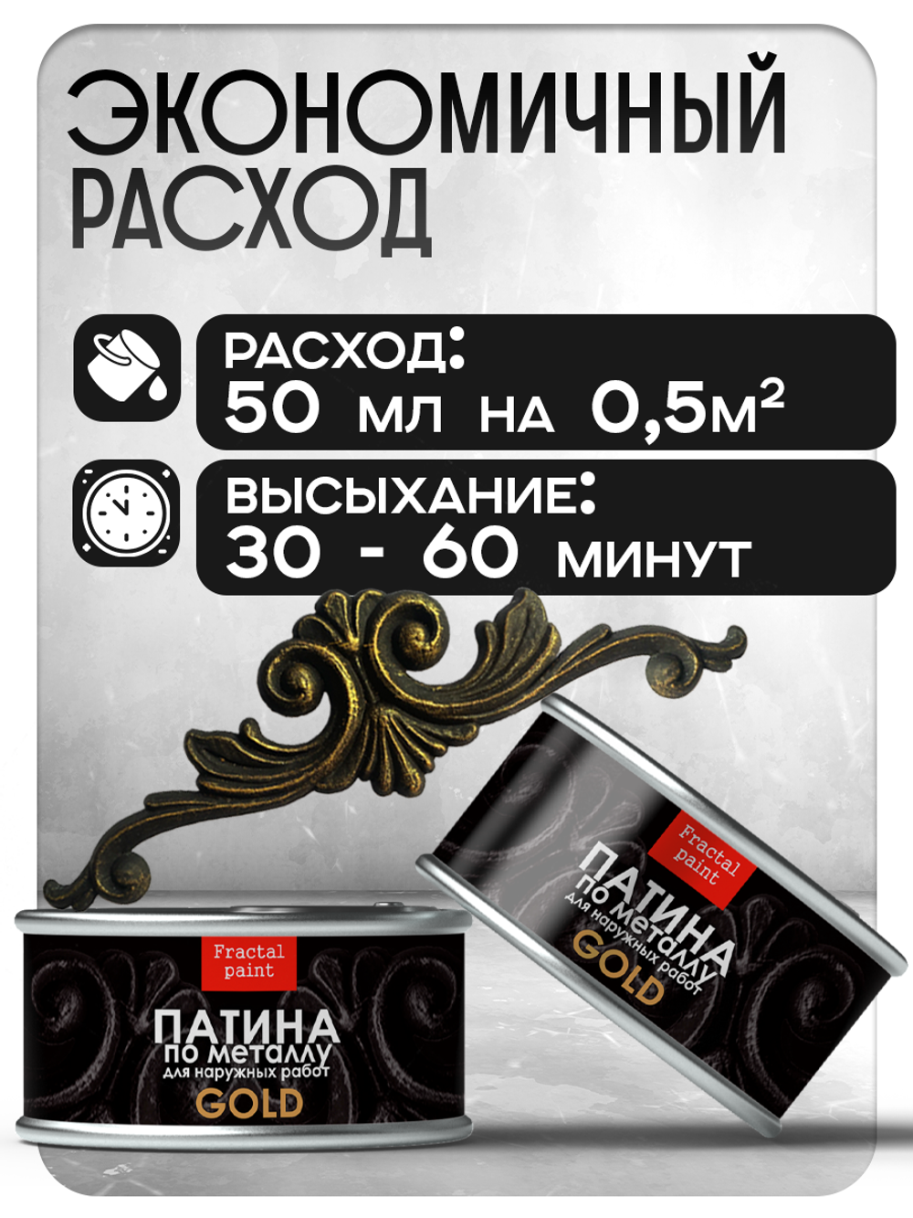 Патина по металлу «Золото» 2х200 мл