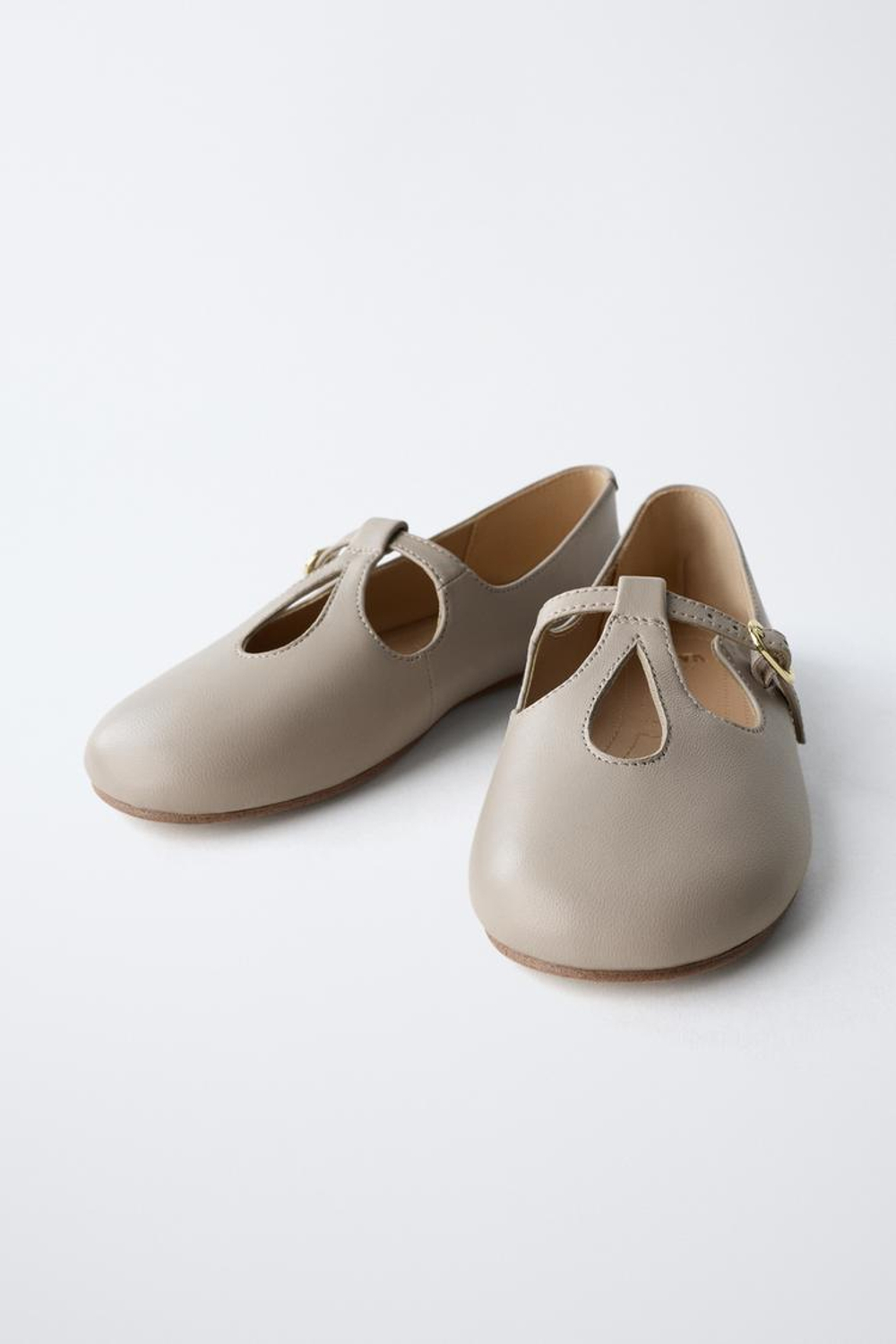 ZARA КОЖАНЫЕ БАЛЕТКИ, СЕРО-КОРИЧНЕВЫЙ