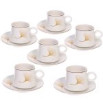 Кофейный набор 12 предметов «Золотая коллекция» (6 кружек 90мл+6 блюдец), листок, узкая кружка