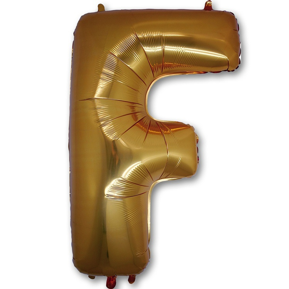 Фольгированная фигура, Буква F 100 см Gold