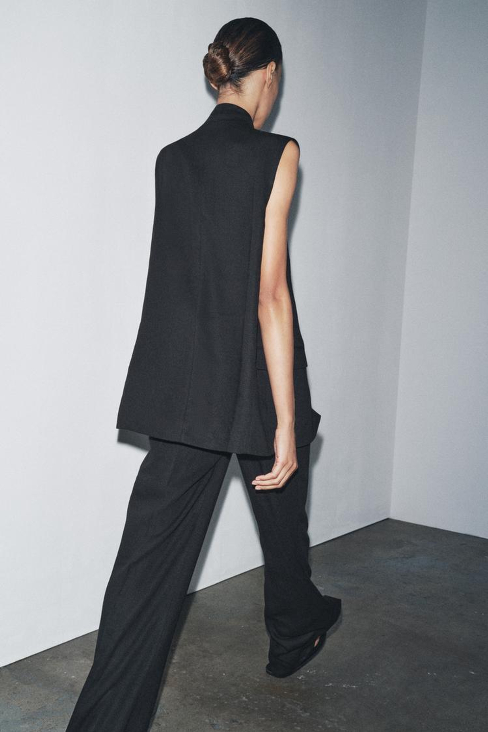 ZARA ЖИЛЕТ ИЗ СМЕСОВОГО ЛЬНА — ZW COLLECTION, ЧЕРНЫЙ