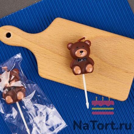 Свеча для торта «Мишка» (бурый, 7 см)