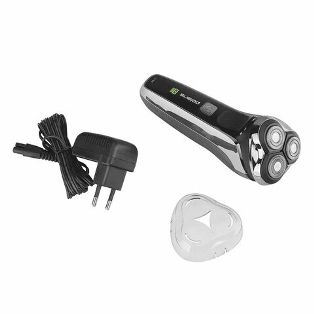 Электробритва POLARIS PMR 0305R PRO 5, 3 головки, аккумулятор, сухое и влажное бритье, черная, 51919