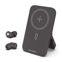 Внешний аккумулятор Avalonica + наушники TWS, 5000 мАч, 18 Вт, MagSafe, QC, PD, Type-C, черный (AVA-