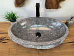 Раковина из мрамора Oval Grey Marmo Wave OM-65748 56х36х15 из натурального камня