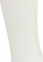 Чулки Le Frivole в мелкую сетку с кружевной резинкой белые S/M