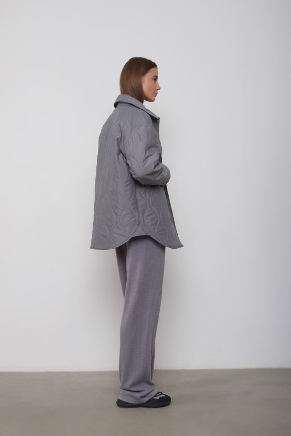 Куртка-рубашка стёганая AW015 серая - фото 7