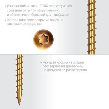 ЗУБР СПП, 60 х 3.2 мм, TX10, цинк, 100 шт, саморез для половой доски и паркета, Профессионал (30071-32-60)