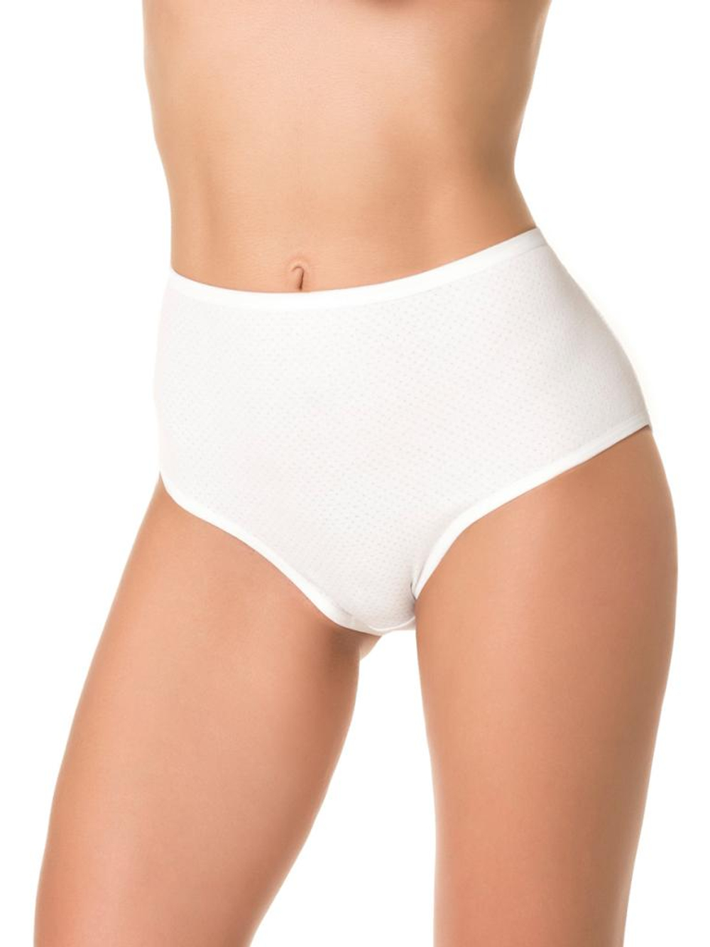 Трусы с высокой линией талии из мягкого перфорированного хлопка (Размер: XXL) (Цвет: бордовый)