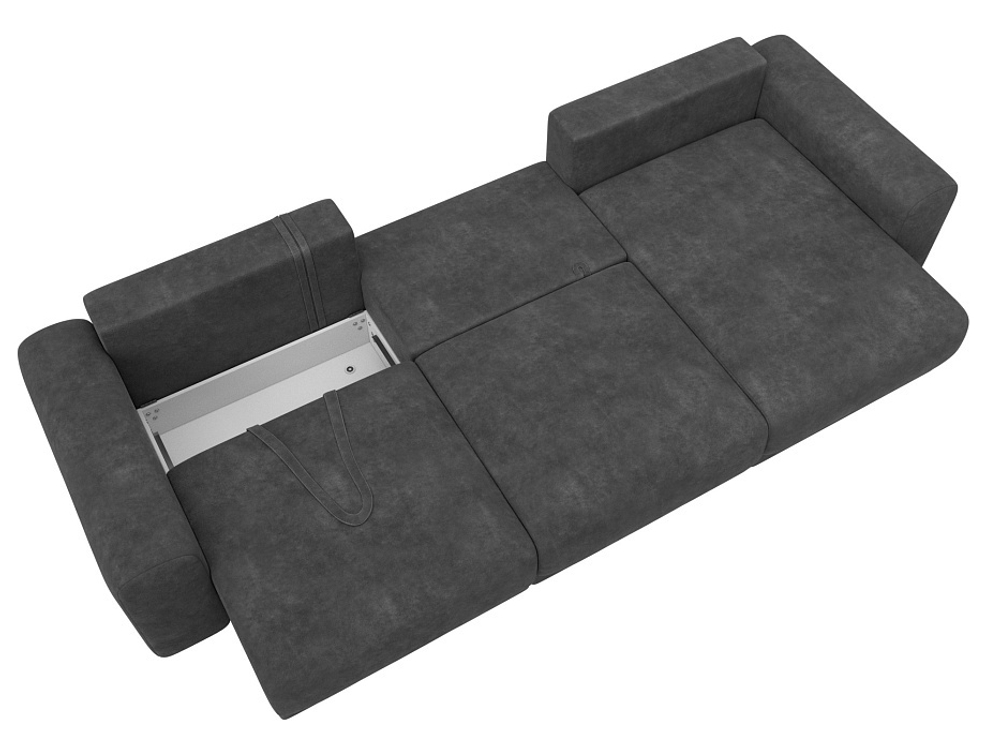 Диван угловой Лига-056 НПБ Лонг угол универсальный ВЕЛЮР BRUT 16 темно-серый