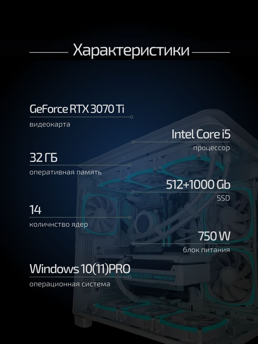 Игровой компьютер (системный блок) Intel Core i5-14600KF/RTX5060/32GB/SSD 512+1000Gb /750W/WIN 10 PRO