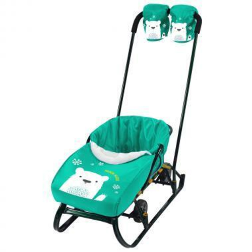 Набор аксессуаров в санки сиденье и варежки НС1 с медвежонком изумрудный