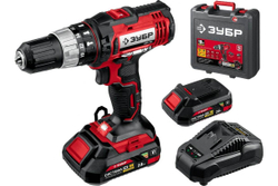 Ударная дрель-шуруповер ЗУБР 18В, 2 АКБ 2Ач, в кейсе ДШУ-185-22