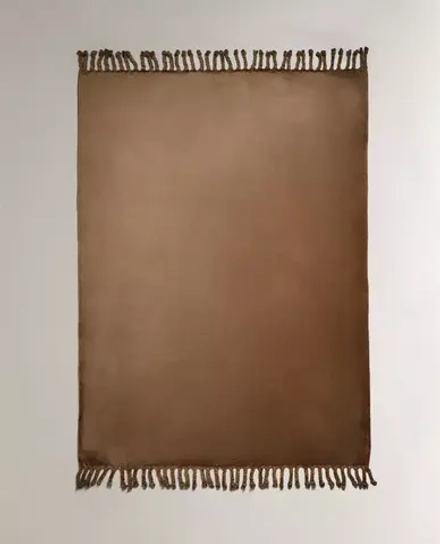 ZARA HOME ФЛИСОВЫЙ ПЛЕД, СВЕТЛО-КОРИЧНЕВЫЙ