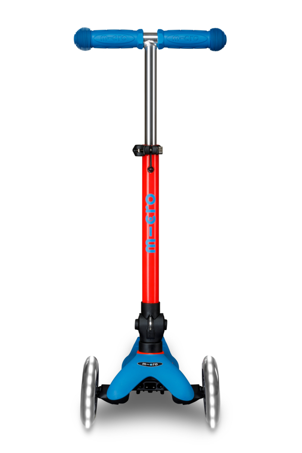 Самокат Mini Micro Deluxe складной LED, неоновый синий/красный