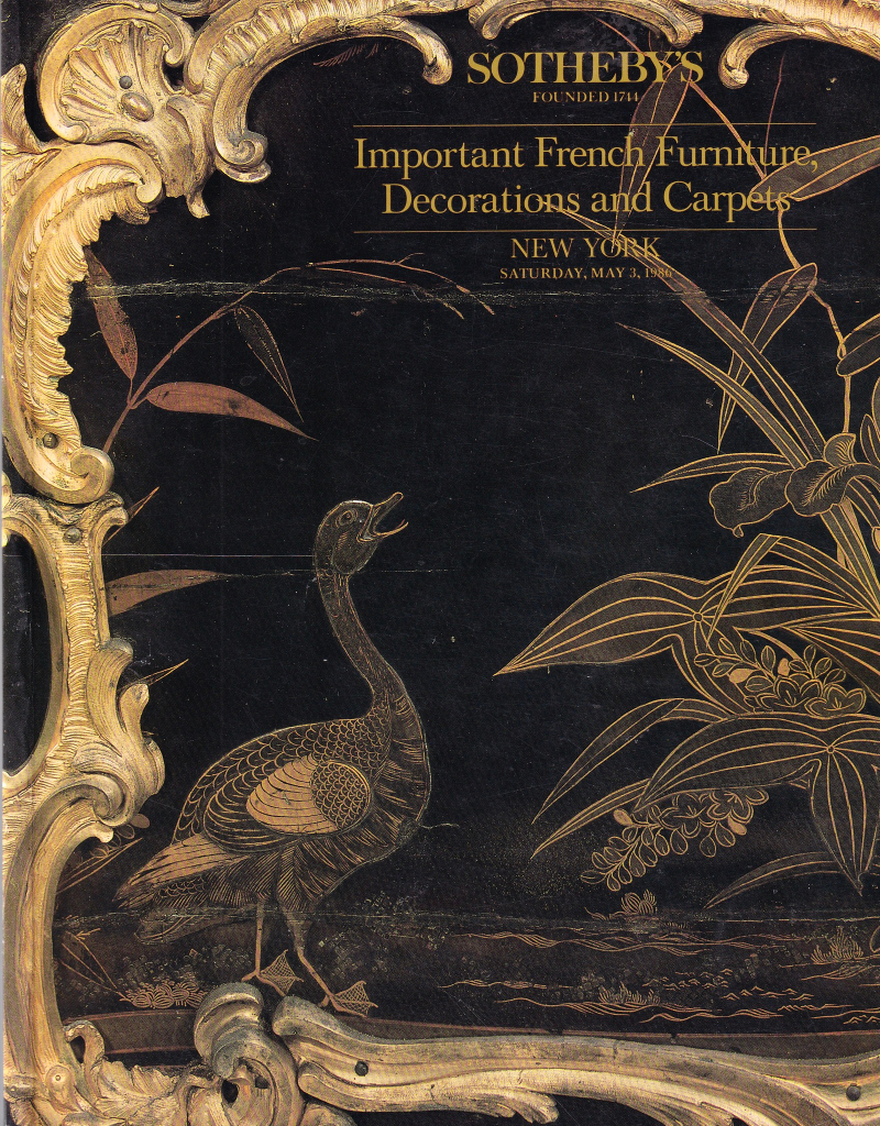 Каталог аукциона Sotheby's, Нью-Йорк, Шедевры французской мебели, декор и ковры от 3 мая 1986 года